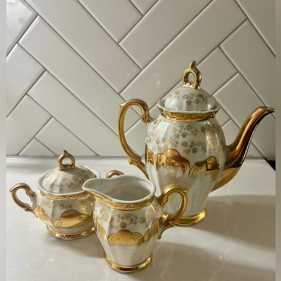 Sterling China Other - Elegant Gold-Trim Porcelain Tea Set - 3-Piece Coffee/Tea Service